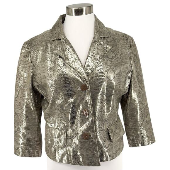 Margaret Godfrey Women’s Vintage Metallic Snake Skin Print Blazer Size 12 - Picture 1 of 16